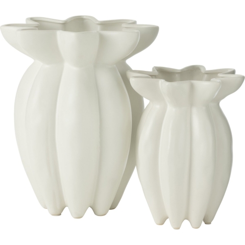 J-Line Vaas Lotus Keramiek Wit Large