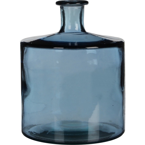 Mica Decorations Guan Glazen Fles - H26 x Ø21 cm - Blauw