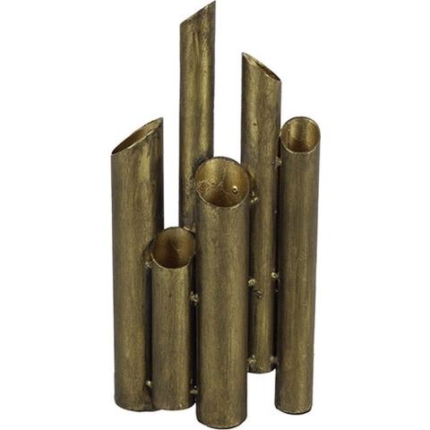 Countryfield Bloemenvaas Flute - metaal|nikkel - goud - 5 x 15 x 30 cm