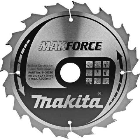 Makita Accessoires Cirkelzaagblad hout 210x30x2,4 16T 20g - B-08230