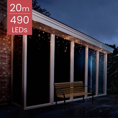 Led icicle lights twinkle 490 led klassiek warm - Decoris