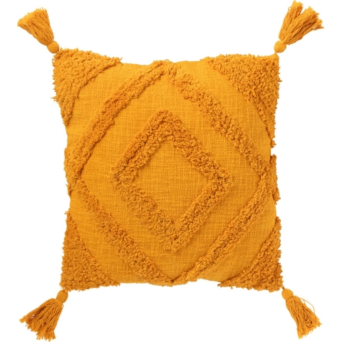 J-Line kussen Getuft + Kwasten - katoen - oker