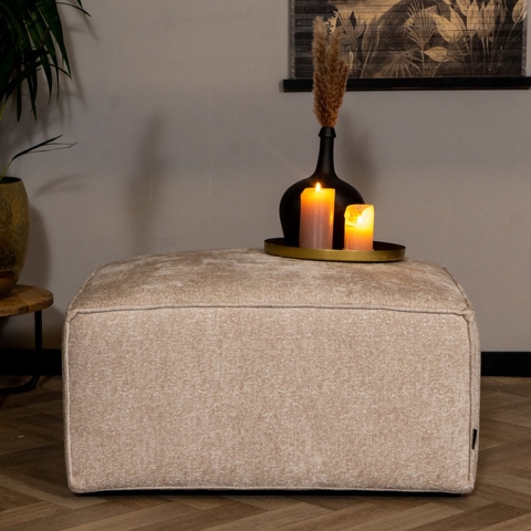 Bronx71 Hocker Memphis wit|beige stof chenille