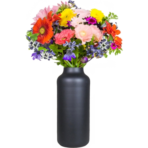 Bela Arte Bloemenvaas Milan - mat zwart - D15 x H35 cm - melkbus vaas