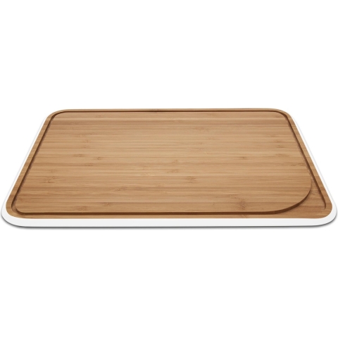 Pebbly - Snijplank met Sapgeul, Bamboe, Wit, 35 x 25 cm - Pebbly