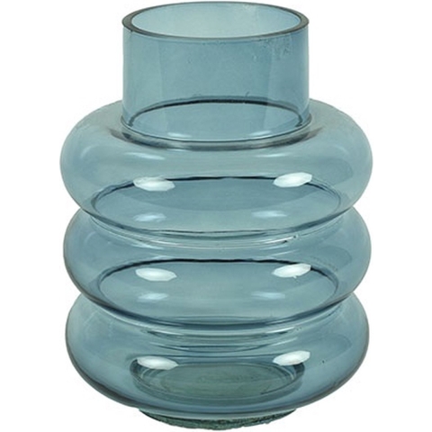 Countryfield Vaas Bubbles - blauw transparant - glas - D17 x H22 cm