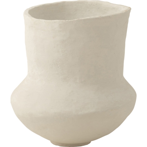 J-Line Pot Archaic Papier Mache Wit