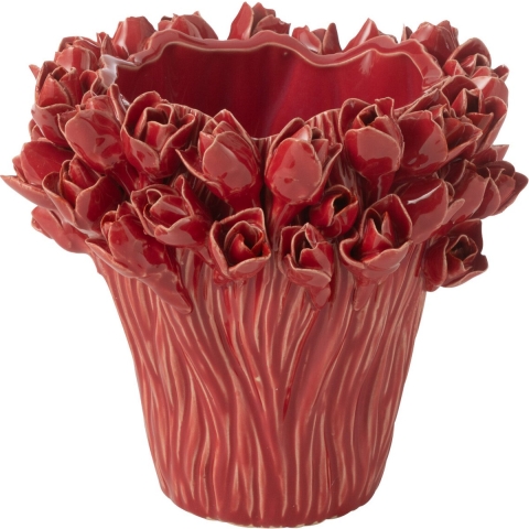 J-Line Vaas Ambrosia Keramiek Rood Small