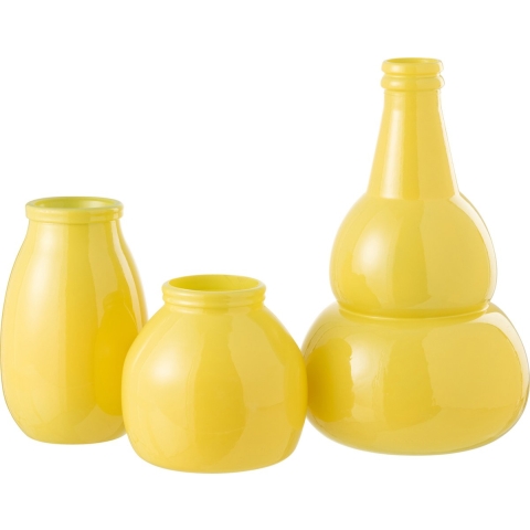 J-Line Vase Cocoon Glass Yellow