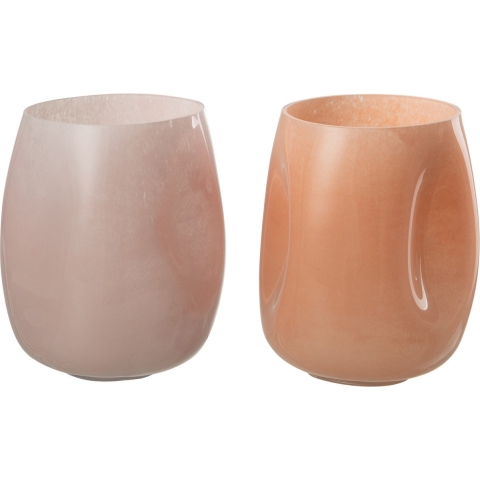 J-Line vaas Bult - glas - roze|oranje - small - 2 stuks