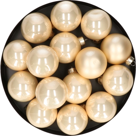 40x stuks glazen kerstballen champagne mix 6 cm glans en mat -