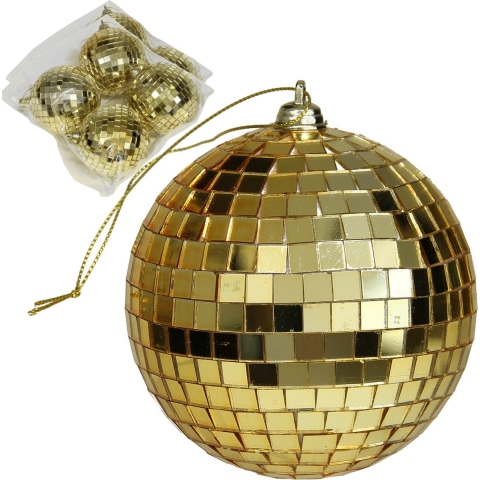 Discobal kerstballen - 12x stuks - goud - 8 cm - kunststof -