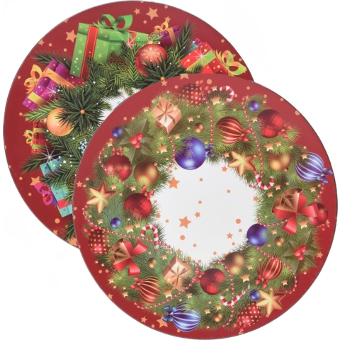 Kerstdiner onderborden - 6x st - D33 cm - kunststof - kerst thema -