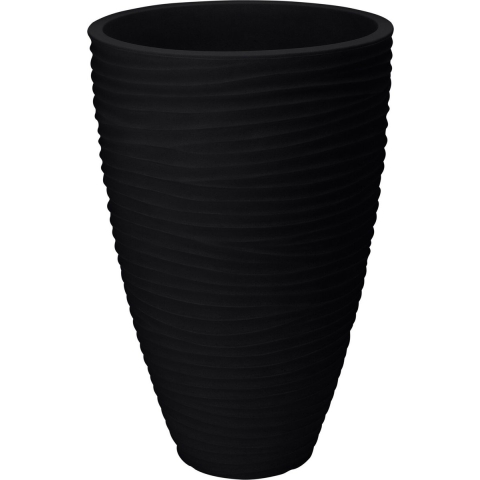 Plantenpot/bloempot Dunes - Tuin - stevig kunststof - antraciet - D40 x H60 cm -