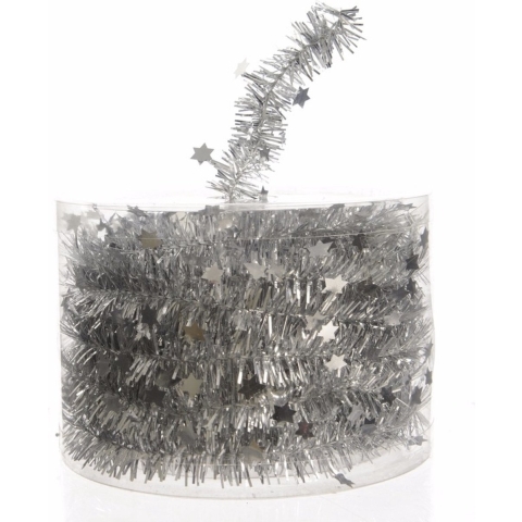 8x Kerstboom sterren folie slingers zilver 700 cm -
