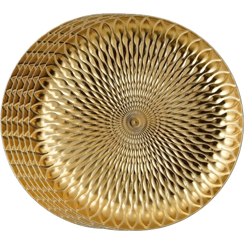 Diner/kerstdiner onderborden - 8x st - goud - D33 x H3,5 cm - gerecycled plastic - rond -