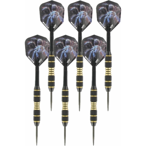 2x Set van 3 dartpijlen Tarantula Brass 20 grams -