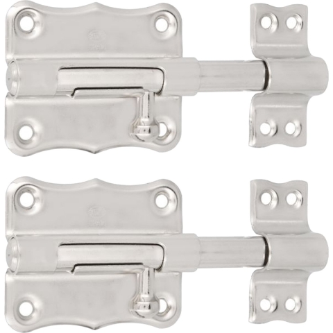 AMIG schuifslot/plaatgrendel - 4x - staal - 10 x 5.6 cm - vernikkeld - zilver - deur - poort -