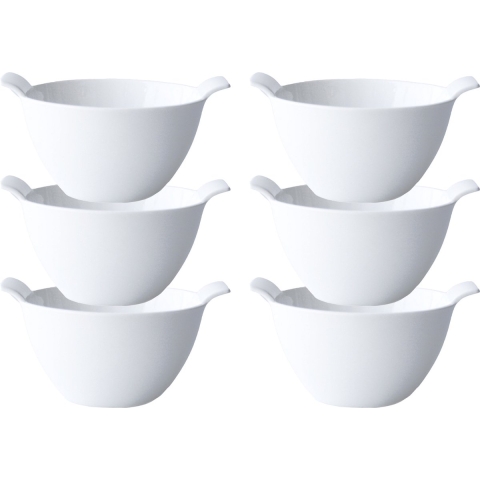 Kommetjes/schaaltjes voor dessert/soep/ontbijt - 6x - Porselein - D12 x 7 cm - wit - stapelbaar -