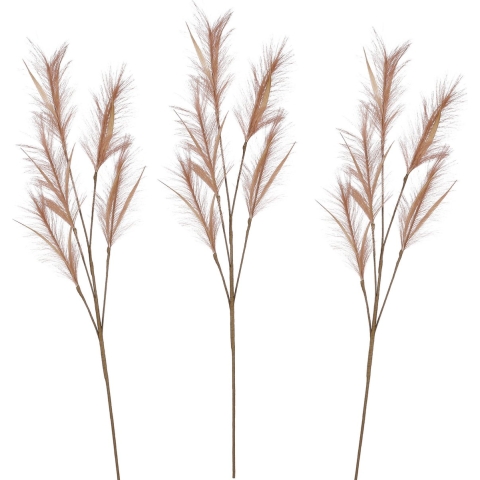 Pluimgras losse steel/tak - 3x - meerdere stengels - lichtbruin - 98 cm - Decoratie kunst pluimen -