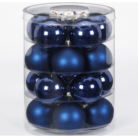 40x Donkerblauwe glazen kerstballen 6 cm glans en mat -