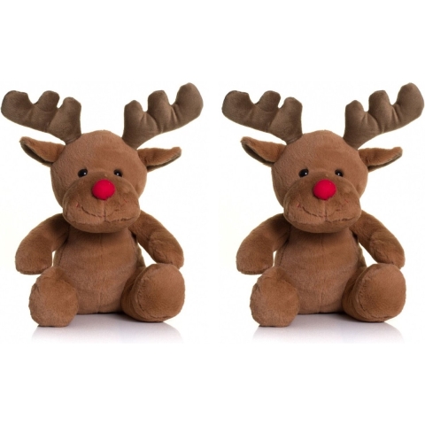 Set van 2x stuks pluche rendieren knuffel van 30 cm -