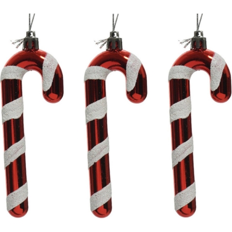20x Kerstboomhangers rood/witte zuurstokken 12 cm kerstversiering -