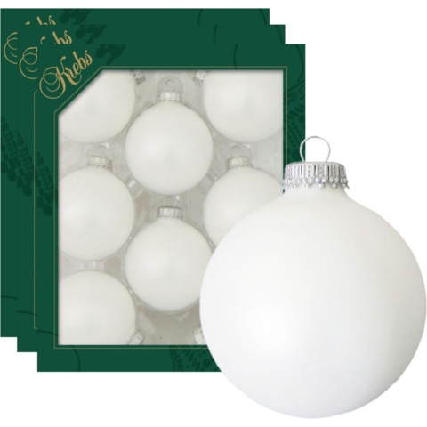 24x Satijn witte glazen kerstballen mat 7 cm kerstboomversiering -
