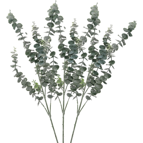 Kunstbloem Eucalyptus tak Real Touch - 3x - 88 cm - groen - losse steel - Kunst zijdebloemen -