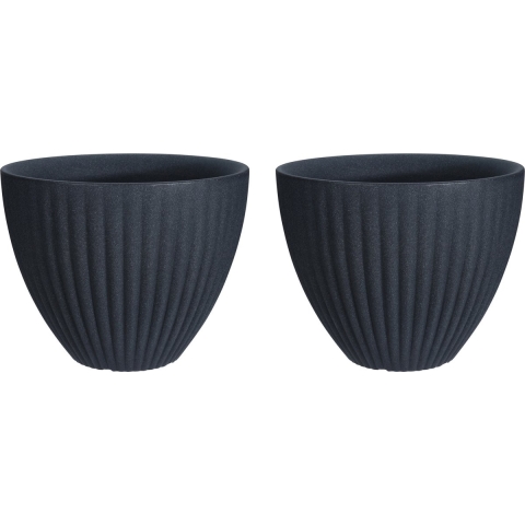 Plantenpot/bloempot - 2x - Tuin - kunststof - antraciet grijs - D39 x H40 cm -