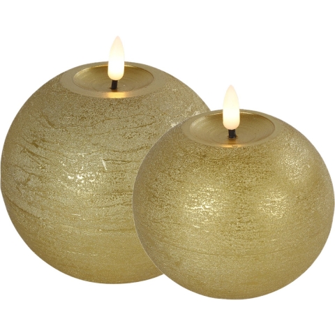 LED bolkaarsen/kaarsen - set van 2x st - goud - warm wit licht -
