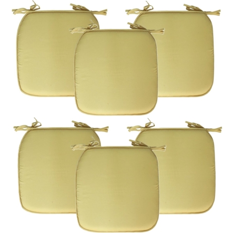 Stoelkussen Anna - 6x - binnen/buiten - geel - 39 x 39 x 3 cm - polyester -