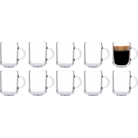Pasabahce Koffie/thee glazen Darjeeling - set 10x stuks - transparant glas - 330 ml -