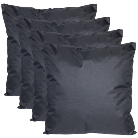 Buiten of tuin sier kussens - 4x - zwart - 45 x 45 cm - binnen/buiten - tuinbank -