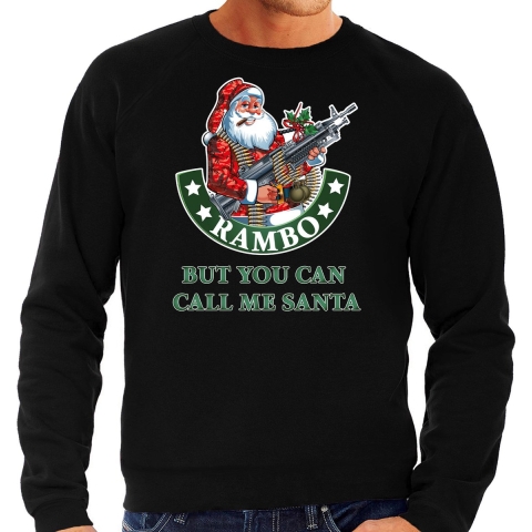 Grote maten Foute Kersttrui / outfit Rambo but you can call me Santa zwart voor heren 3XL (58) -