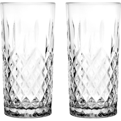 Longdrinkglazen - 12x - Diamond - 300 ml - glas - waterglazen -