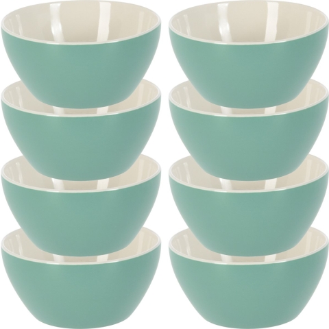 Soepkommen/serveer schaaltjes - 8x - Acapulco- porselein - D14 x H6.5 cm - groen - Stapelbaar -