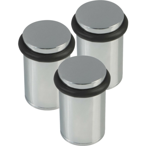 AMIG Deurstopper/deurbuffer - 3x - D32mm - inclusief schroeven - verchroomd -