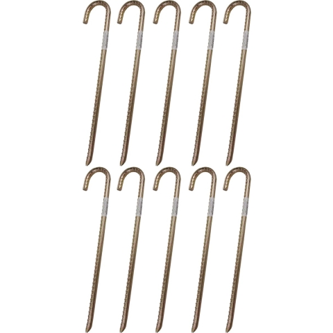 Grondpen/tentharingen - 10x - staal - met open oog - 38 cm - voor harde ondergronden -