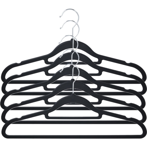 Kledinghangers anti-slip - 40x - kunststof - met broekstang - zwart -