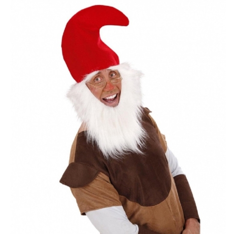 Set van 8x stuks kaboutermutsen met baard en wenkbrauwen -