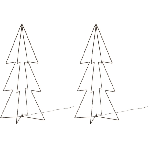 2x stuks verlichte figuren 3D kerstbomen / lichtbomen 91 cm voor buiten -