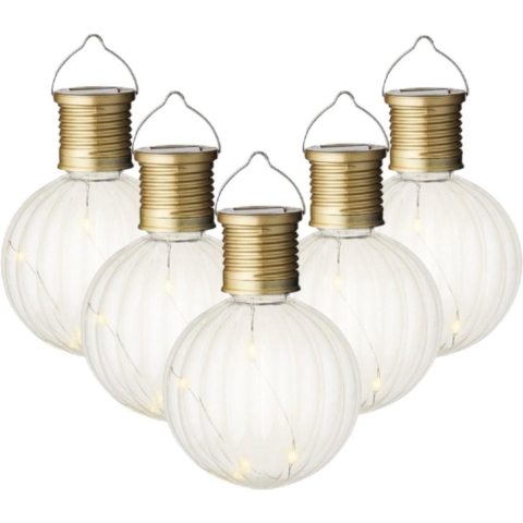 10x Buiten LED lampion solar verlichting 11 cm -