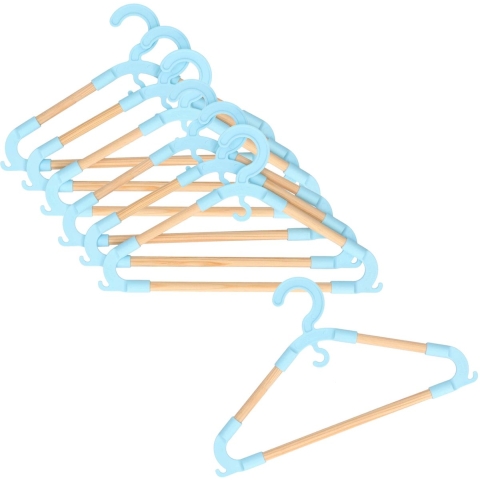 Storage Solutions kledinghangers voor kinderen - set van 24x - kunststof/hout - blauw -