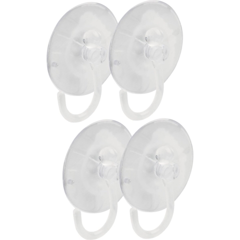 Ophanghaken met zuignap - 16x - kunststof - transparant - diameter 5,5 cm -