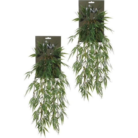 Louis Maes kunstplanten - 2x - Bamboe - groen - hangende takken bos van 158 cm -