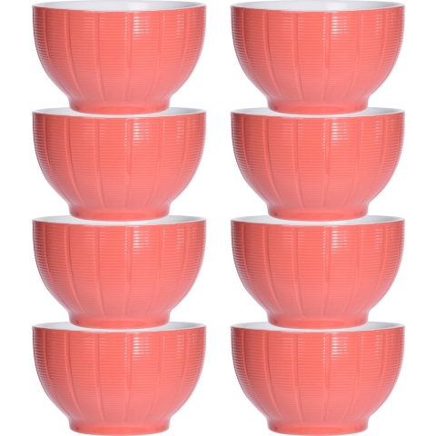 Soepkommen/serveer schaaltjes - 8x - Venice- keramiek - D14 x H8 cm - steenrood - Stapelbaar -