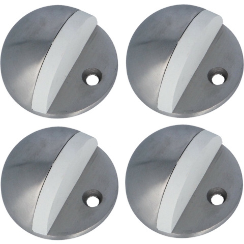 AMIG Deurstopper/deurbuffer - 4x - D45mm - inclusief schroeven - mat rvs -