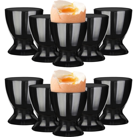 Eierdopjes - set 24x - porselein - zwart - 6 cm - in luxe stijl -