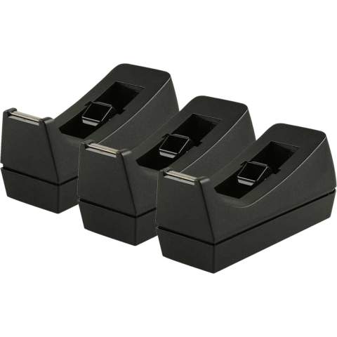 Plakbandhouder - 5x - verzwaard - zwart - kunststof - 7 x 17 cm - met afscheur kartels strip -